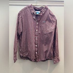 Columbia red and white button down